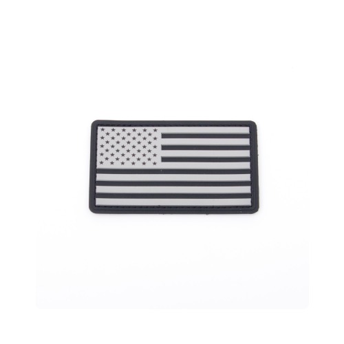 재고소진 할인 - 밀리터리 패치 / PVC US Flag Patch With Hook Back  -  Black / Silver