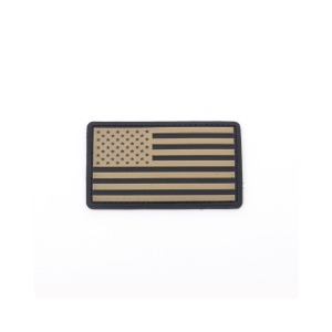 재고소진 할인 - 밀리터리 패치 / PVC US Flag Patch With Hook Back  -  Black / Khaki